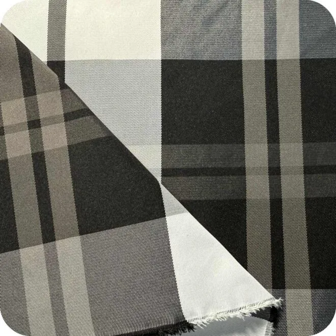 Yarn-Dyed Black and White Check Fabric